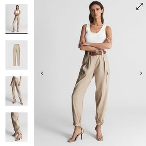 NWT REISS LINEN BLEND CARGO PANTS